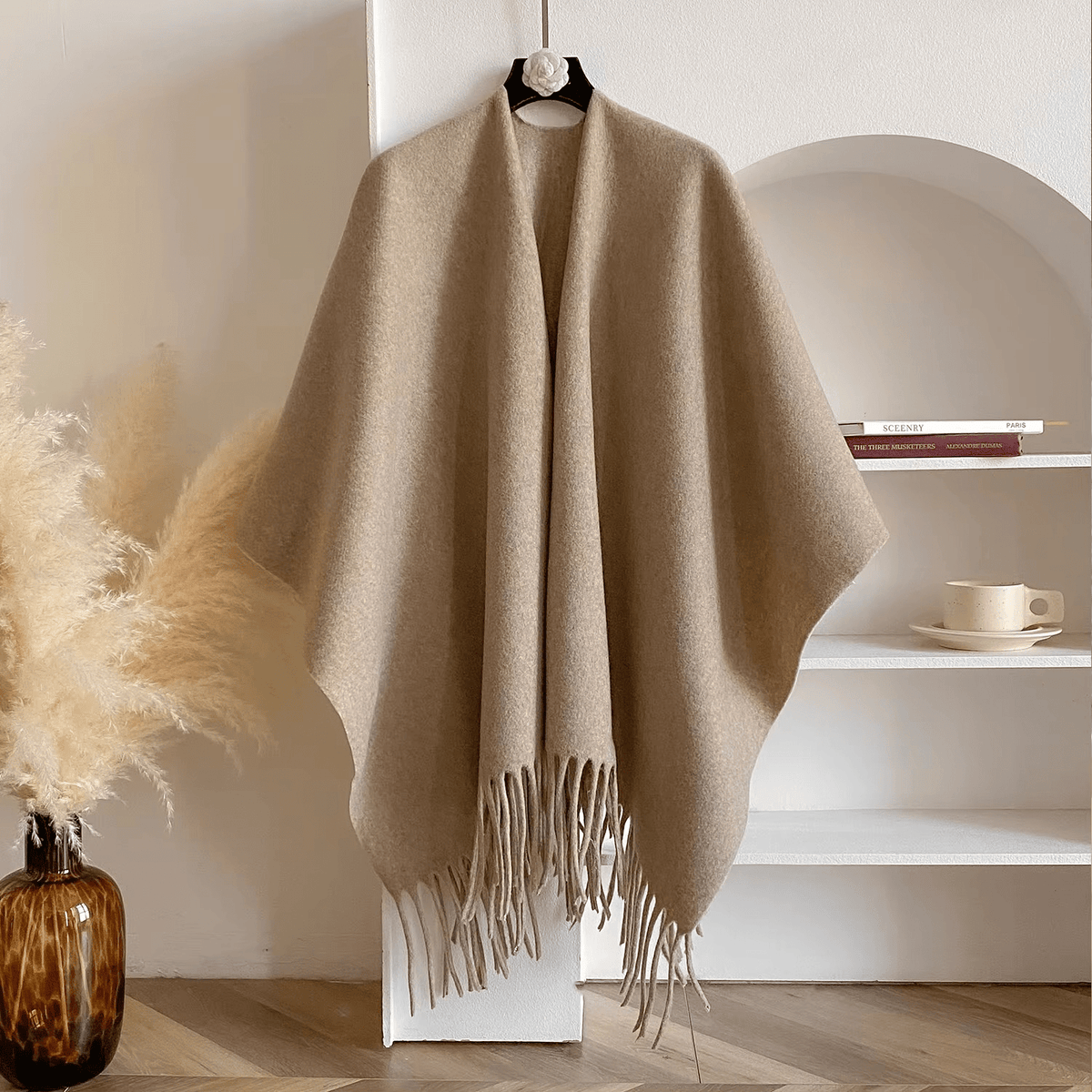 Dubbelzijdige Kasjmiermix Poncho voor Dames Luxe en Warm 5