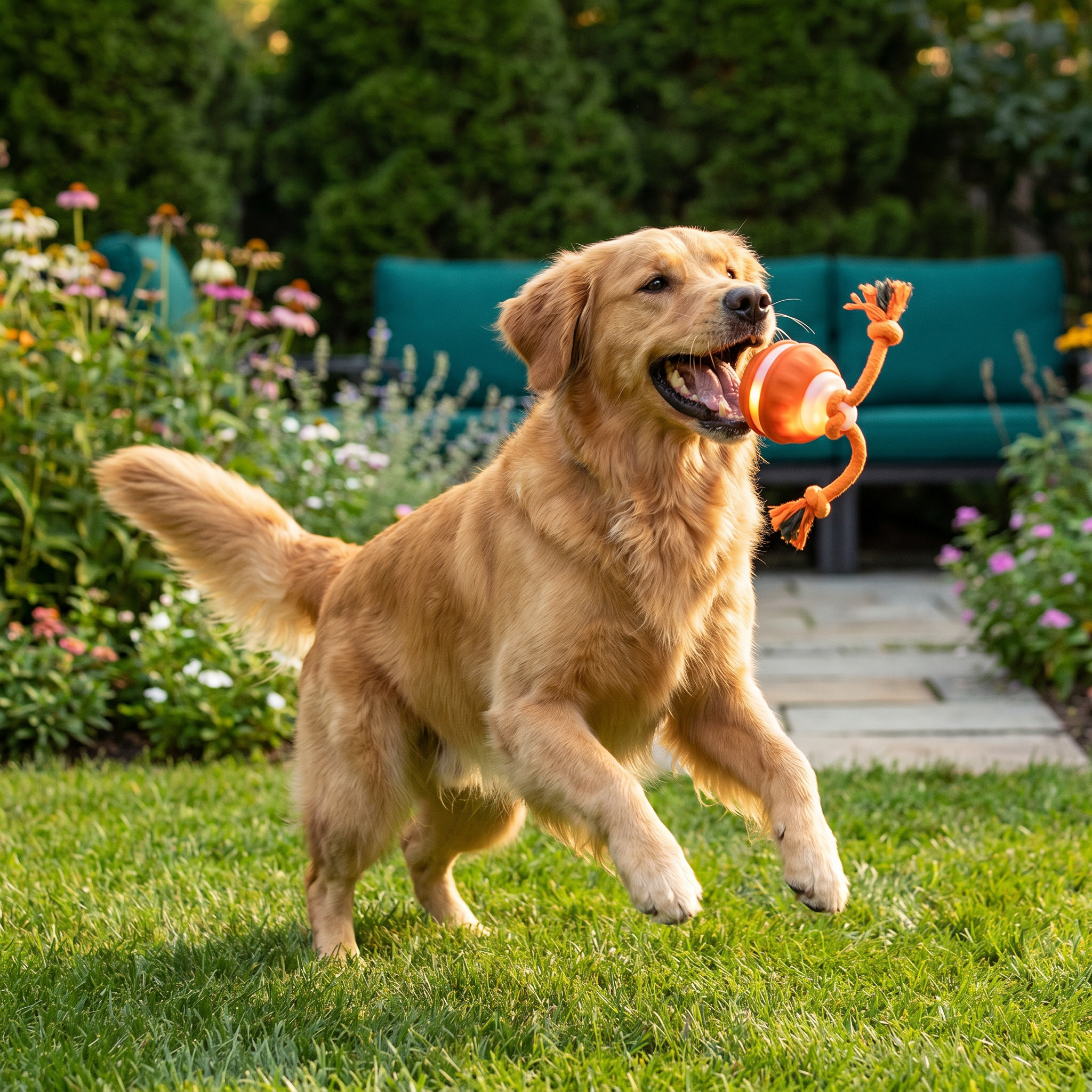 Durable Dog Play Ball with Motion Sensor and Tug Rope in Dog-Friendly Colours 1