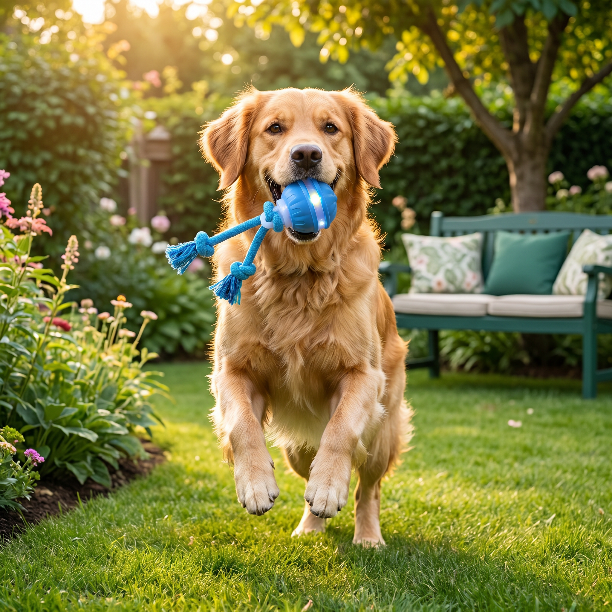 Durable Dog Play Ball with Motion Sensor and Tug Rope in Dog-Friendly Colours 2