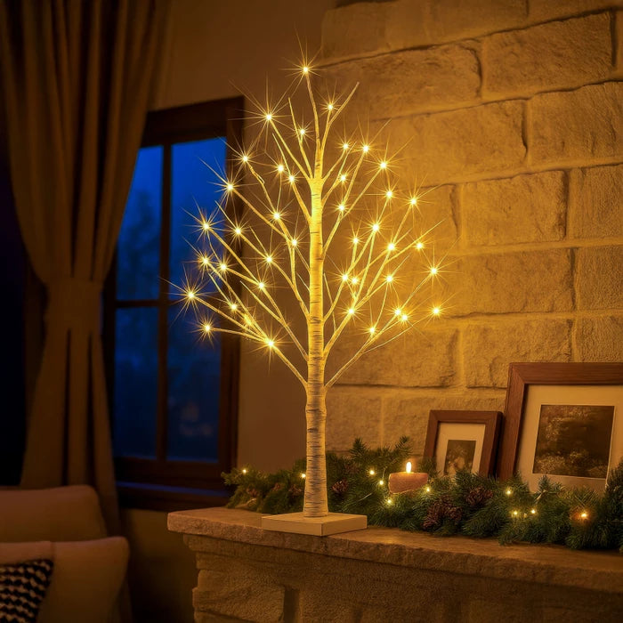 Tabletop Birch Tree Lamp – Warm White Branch Lights for Bedside Reading