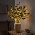 Lighted Olive Branch – Artificial Olive Stems with Built-In Warm Light for Vases