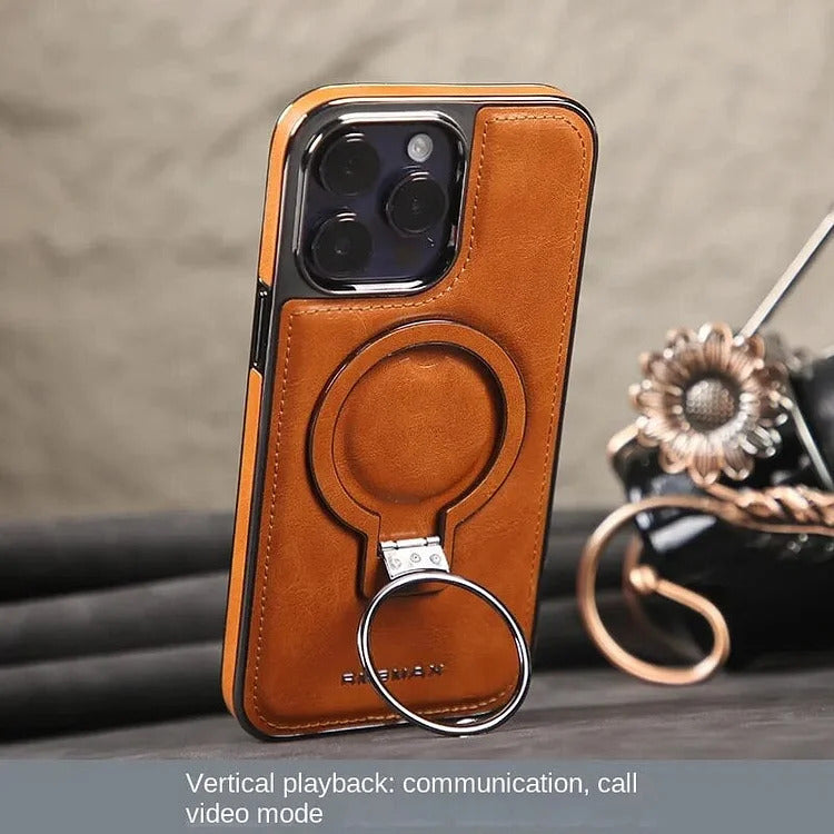 Elegant leren hoesje voor iPhone met magnetische standaard – stijlvolle bescherming 1
