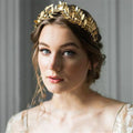 Elegante Haaraccessoires Bruid – Bladgoud Tiara's en Hoofdbanden in Romeinse Stijl 0
