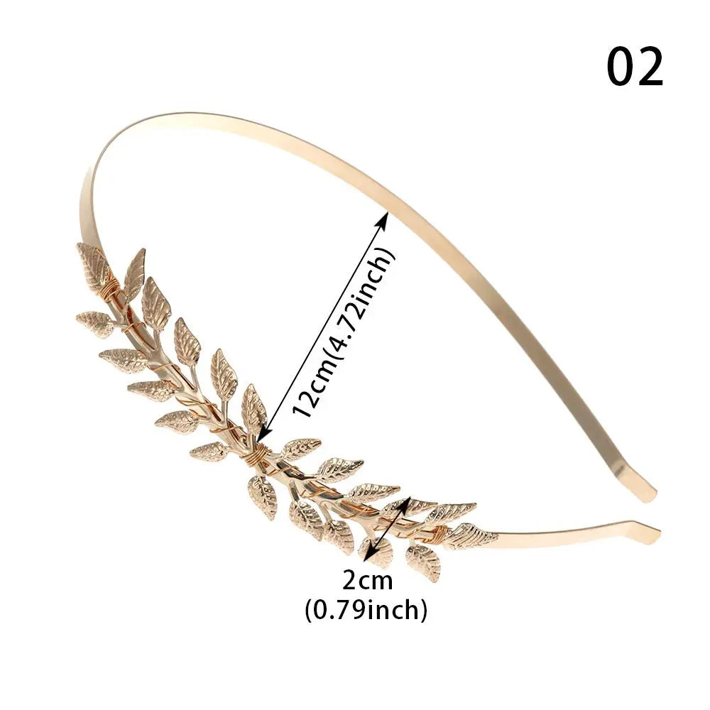 Elegante Haaraccessoires Bruid – Bladgoud Tiara's en Hoofdbanden in Romeinse Stijl 14