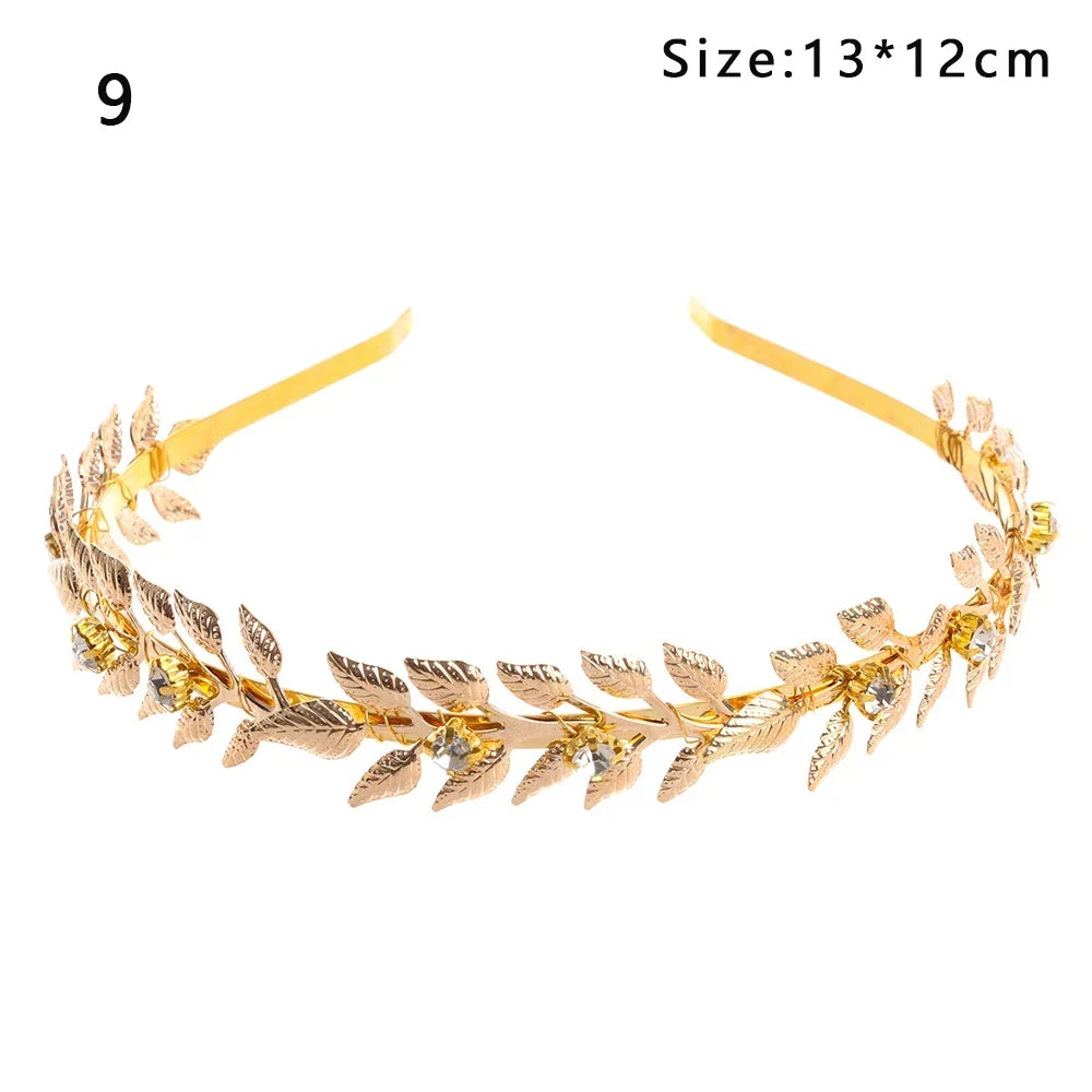 Elegante Haaraccessoires Bruid – Bladgoud Tiara's en Hoofdbanden in Romeinse Stijl 15