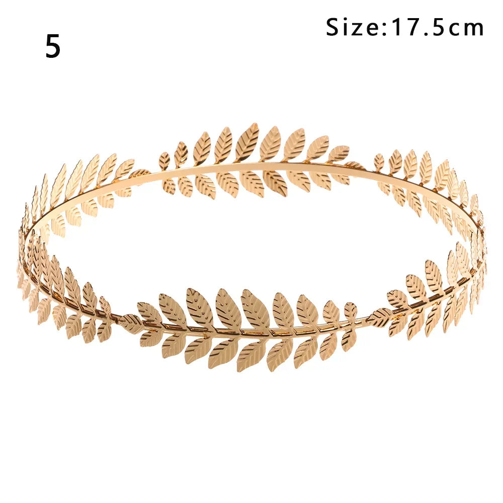 Elegante Haaraccessoires Bruid – Bladgoud Tiara's en Hoofdbanden in Romeinse Stijl 17
