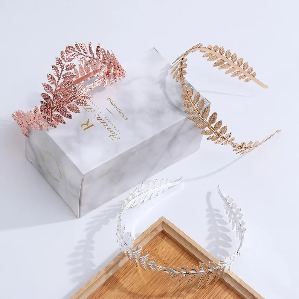 Elegante Haaraccessoires Bruid – Bladgoud Tiara's en Hoofdbanden in Romeinse Stijl 4