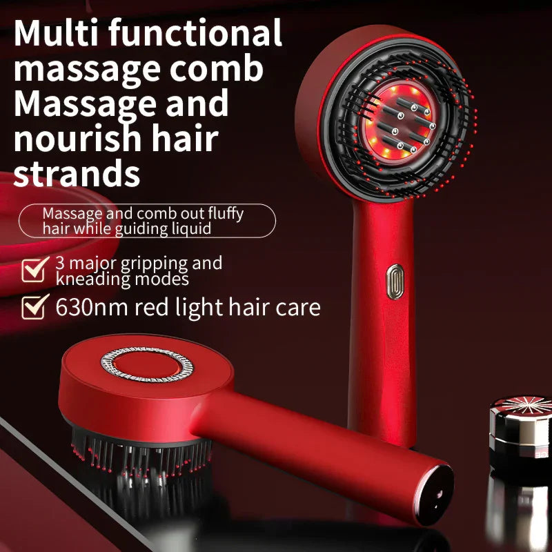 Elektrischer Massagekamm mit Vibration und Rotlichttherapie für Haarpflege 0