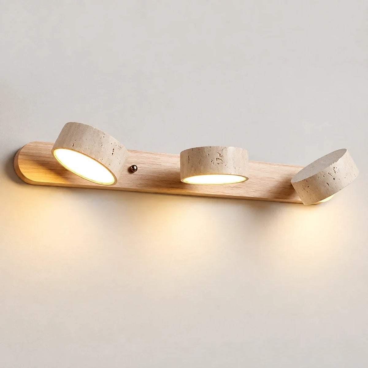 Elias Rustic Adjustable Travertine Wood Wall Sconce 13