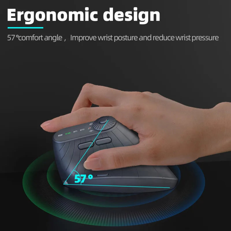 Souris verticale sans fil – Bluetooth 5.1, DPI réglable à 2400 et design rechargeable USB-C