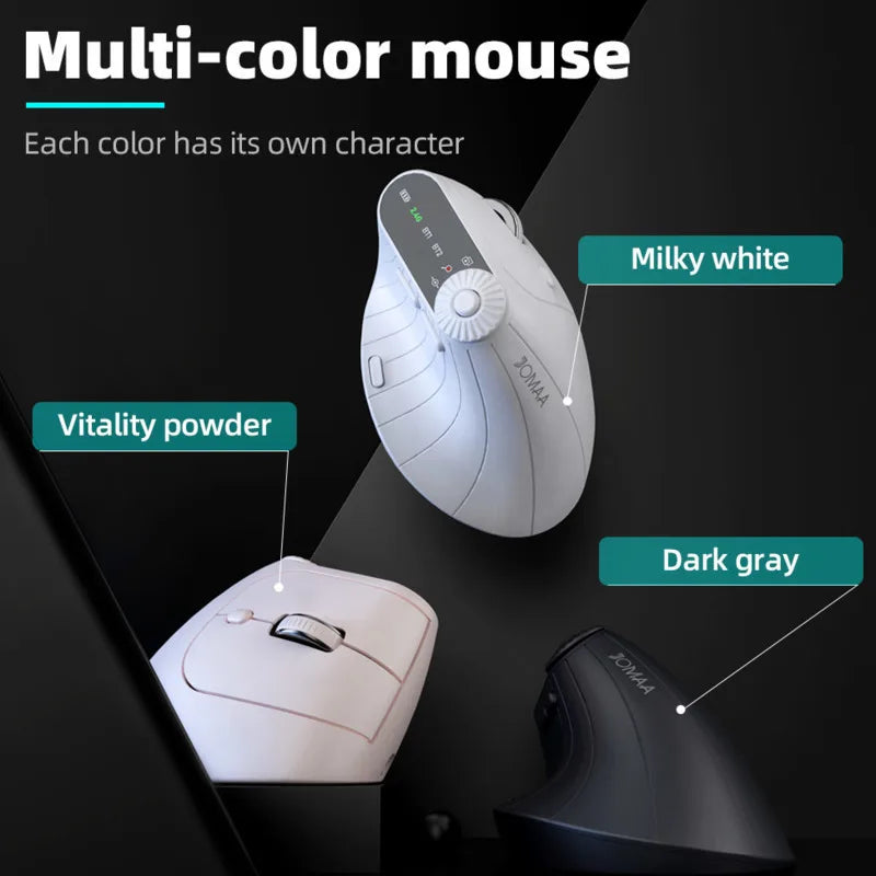Souris verticale sans fil – Bluetooth 5.1, DPI réglable à 2400 et design rechargeable USB-C