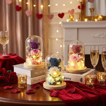Eternal Rose Bear in Glass Dome with Lights - Romantic Anniversary Gift for Her, Preserved Red Forever Rose, Enchanted Teddy Bear Lamp Gift by Kouvr 8