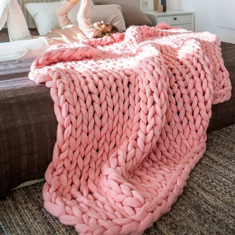 Extra-Large Chunky Knit Chenille Blanket - Soft, Warm Fleece for Couch and Bed 11