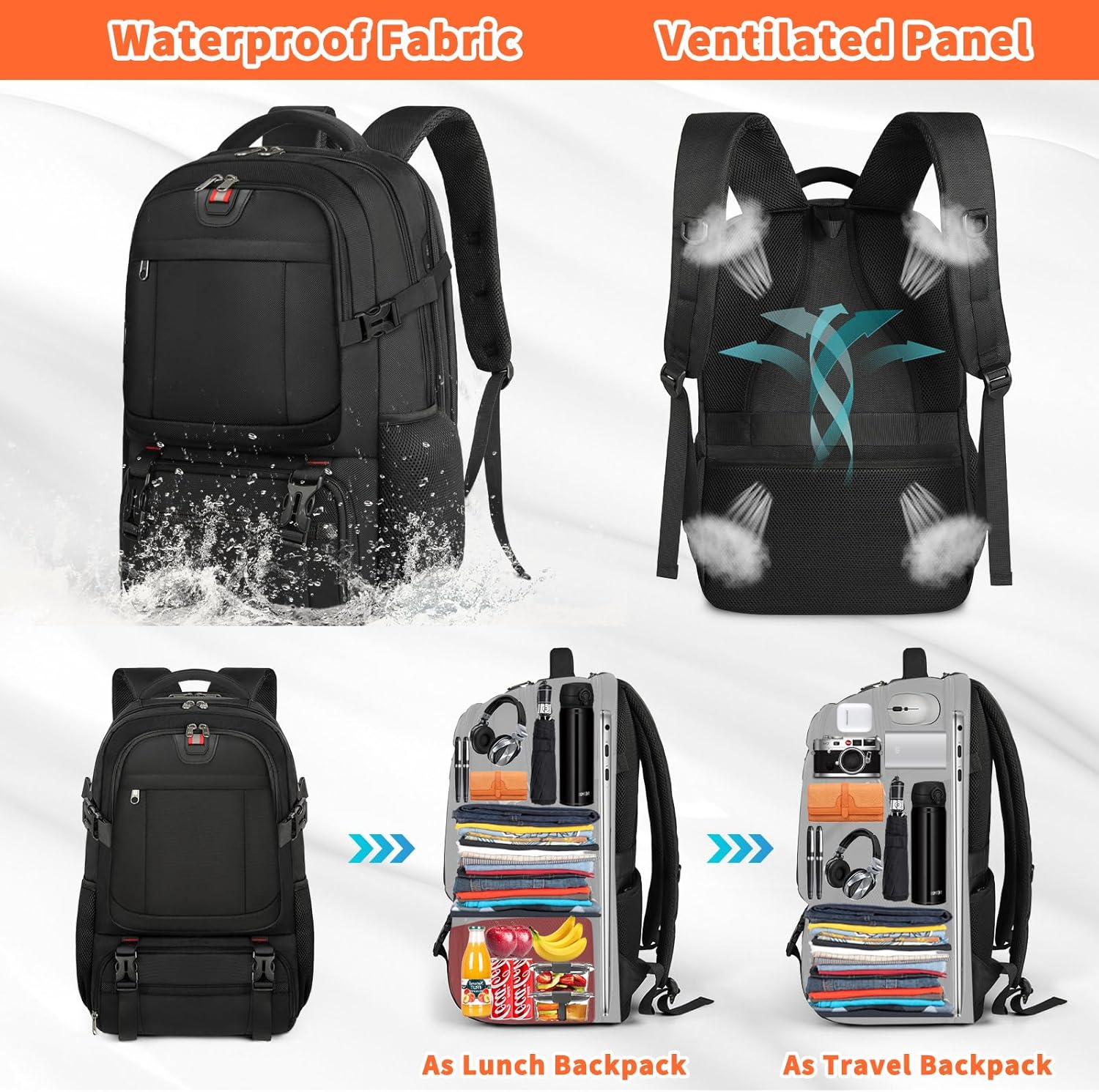 Extra-Large Lunch and Laptop Travel Backpack with USB Charging Port 5