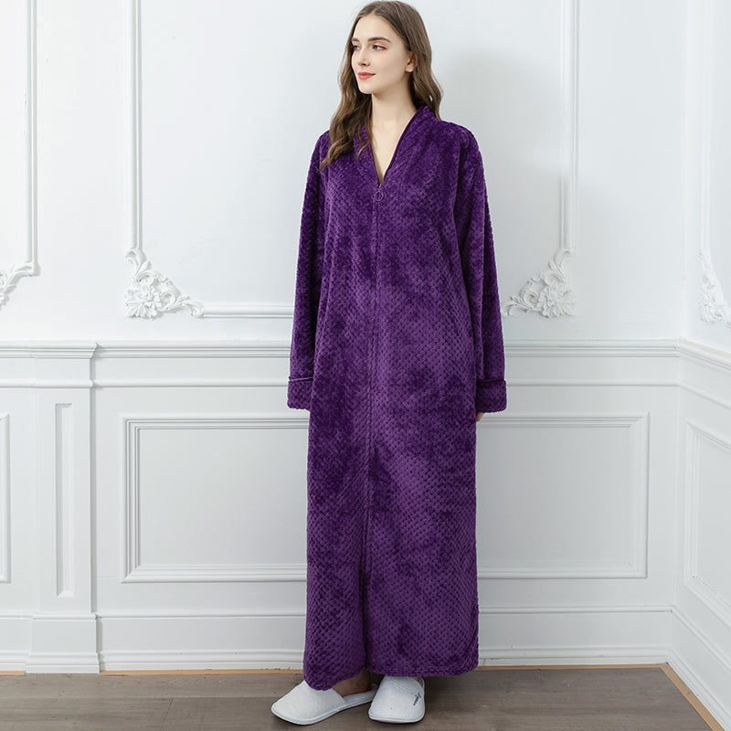 Extra Lange Thermische Badjas – Luxe Flanel, Ritssluiting & Winterwarm 7
