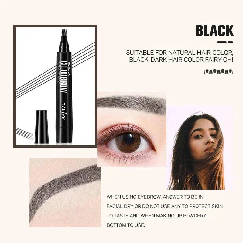 Eyebrow Stamp Pen with Waterproof Stencil and 4-Prong Tip for Natural Look 6