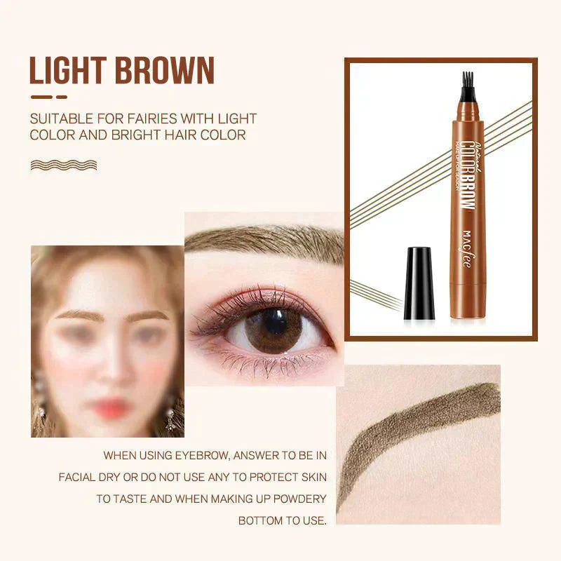 Eyebrow Stamp Pen with Waterproof Stencil and 4-Prong Tip for Natural Look 7