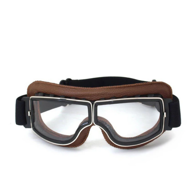 Vintage Leather Motorcycle Goggles – Shatter-Resistant Lenses & Secure Comfortable Fit