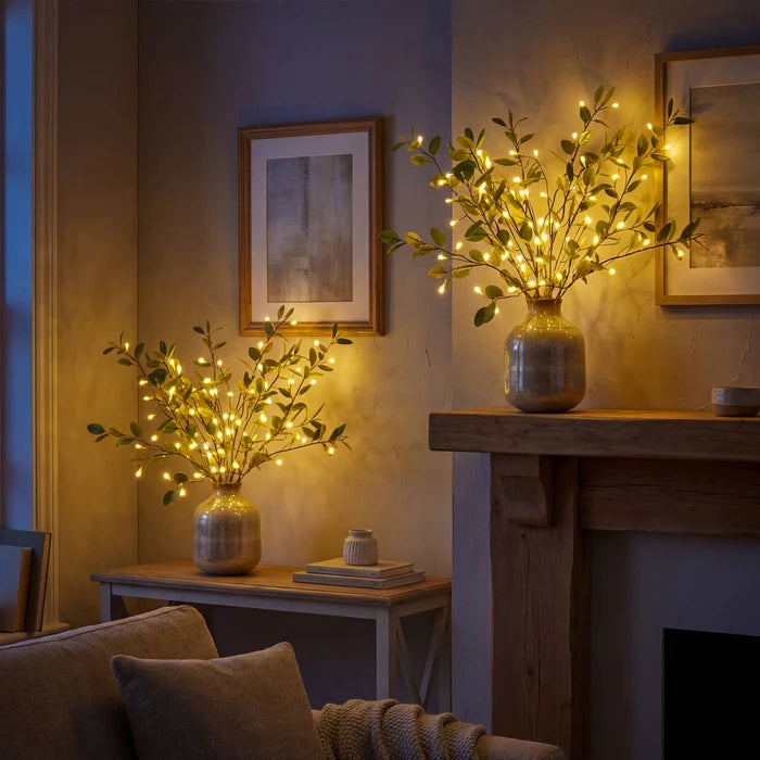 Lighted Olive Branch Stems – Twinkling Fairy Lights for Vases and Arrangements