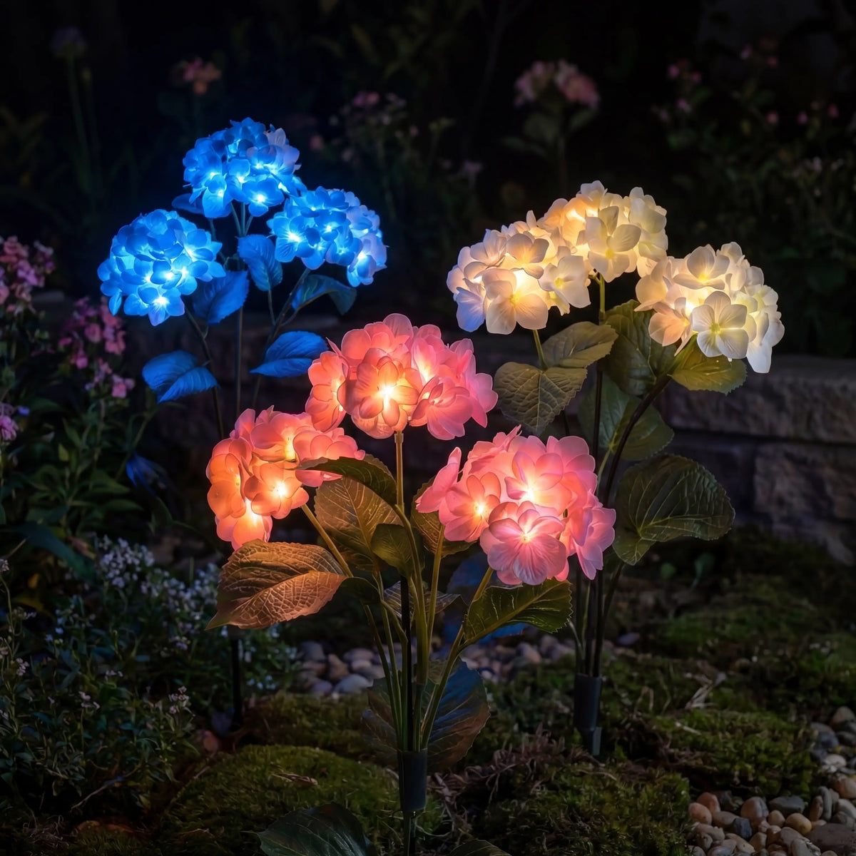Solar Hydrangea Garden Lights – Flower Clusters That Glow Softly After Dark