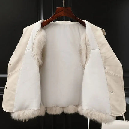 Faux Fur Vest voor Dames met Oversized Lapel en Verstelbare Taillebanden 1