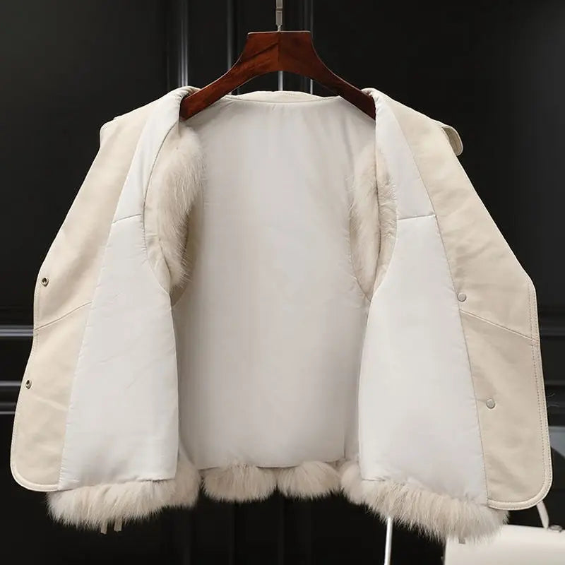 Faux Fur Vest voor Dames met Oversized Lapel en Verstelbare Taillebanden 1