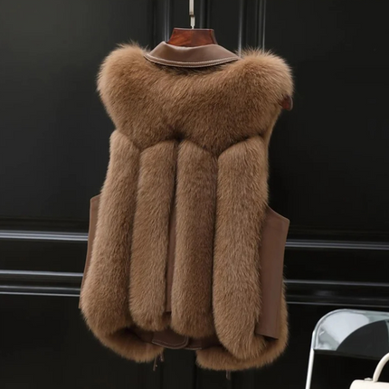 Faux Fur Vest voor Dames met Oversized Lapel en Verstelbare Taillebanden 4
