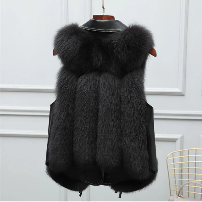 Faux Fur Vest voor Dames met Oversized Lapel en Verstelbare Taillebanden 8