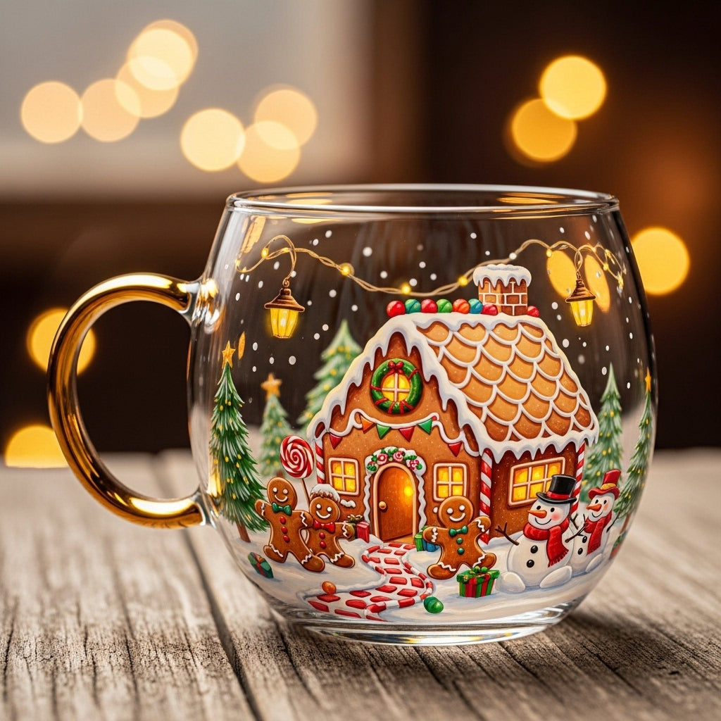 Feestelijk Glazen Kerstbeker met Wintermotief voor Warme Dranken | Sansoti 2