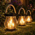 Solar Flame Lantern – Clear Lantern with Flickering Light and Hemp Rope Handle