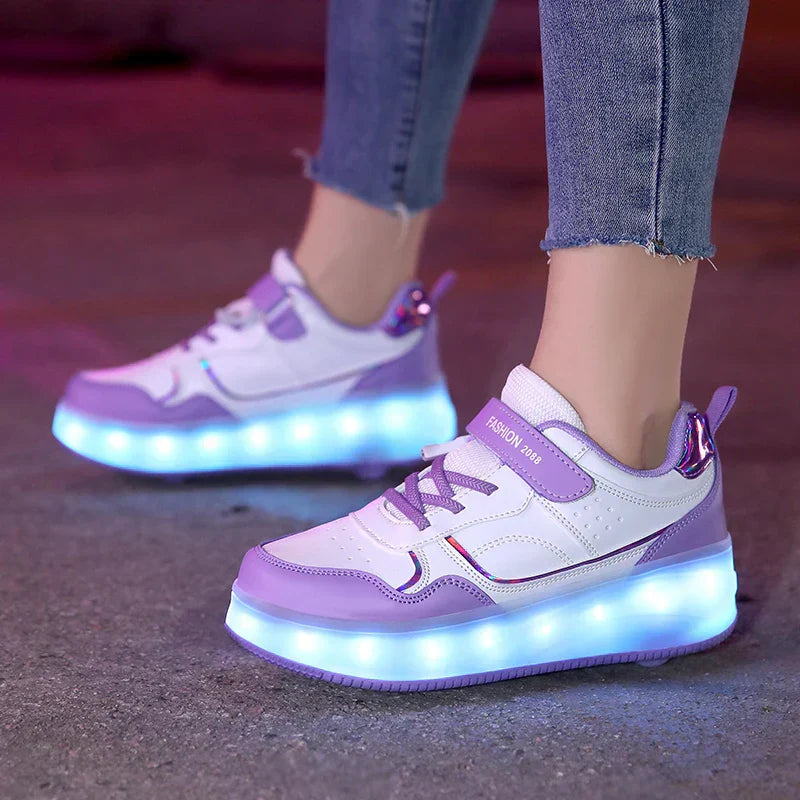 Chaussures à roulettes LED orthopédiques Zoe pour enfants avec roues pliables pour un jeu actif et soutenu