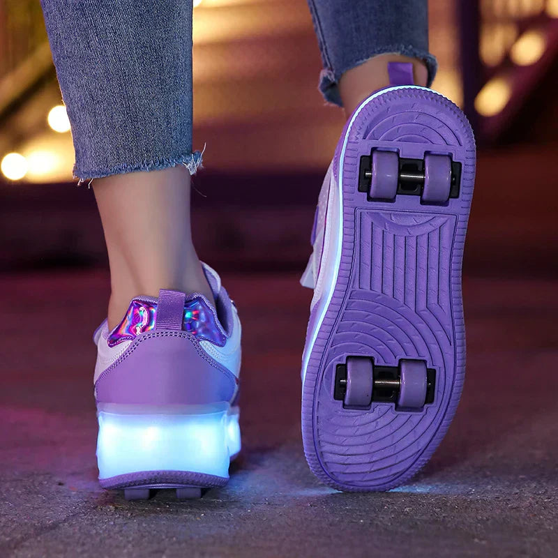 Chaussures à roulettes LED orthopédiques Zoe pour enfants avec roues pliables pour un jeu actif et soutenu