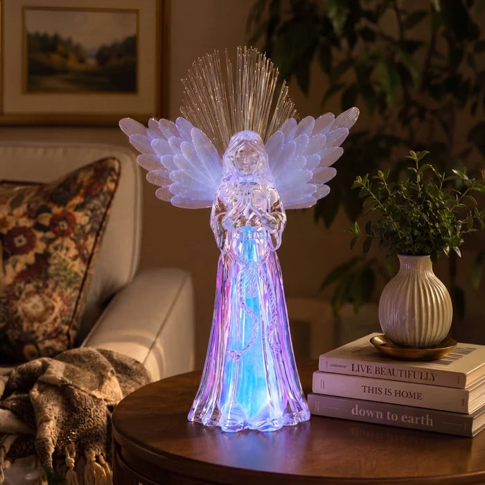 Fiber Optic Angel Figurine Light – Praying Angel with Color-Changing Wings