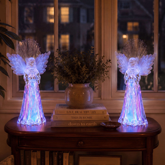 Fiber Optic Angel Figurine Light – Praying Angel with Color-Changing Wings
