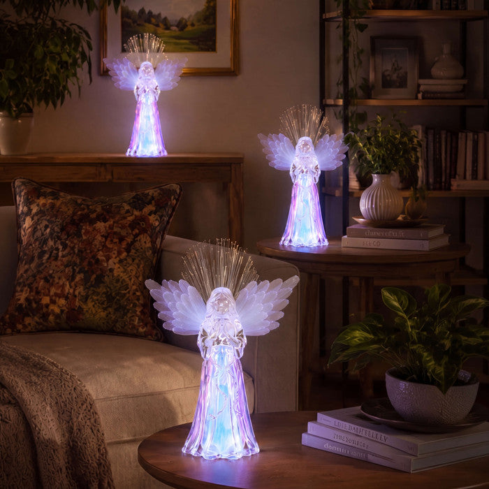 Fiber Optic Angel Figurine Light – Praying Angel with Color-Changing Wings