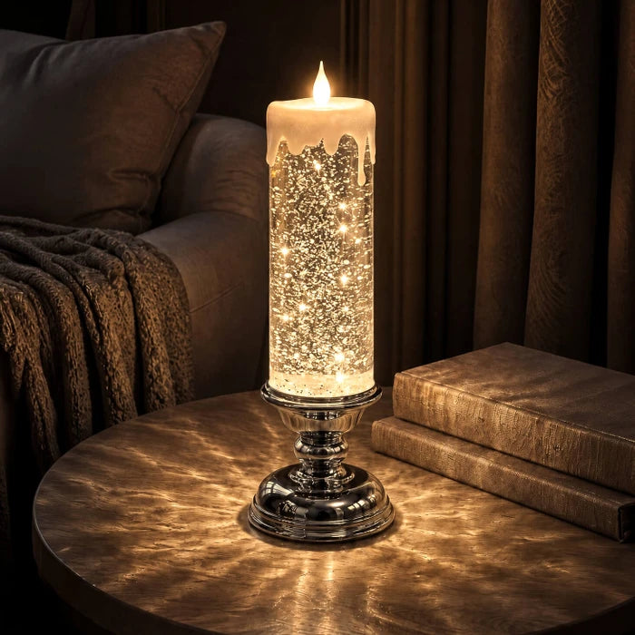 LED Glitter Candle – Flameless Candle with Swirling Glitter and a Warm Glow