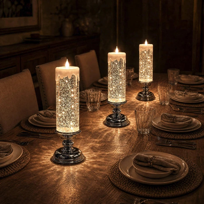 LED Glitter Candle – Flameless Candle with Swirling Glitter and a Warm Glow