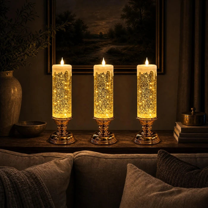 LED Glitter Candle – Flameless Candle with Swirling Glitter and a Warm Glow