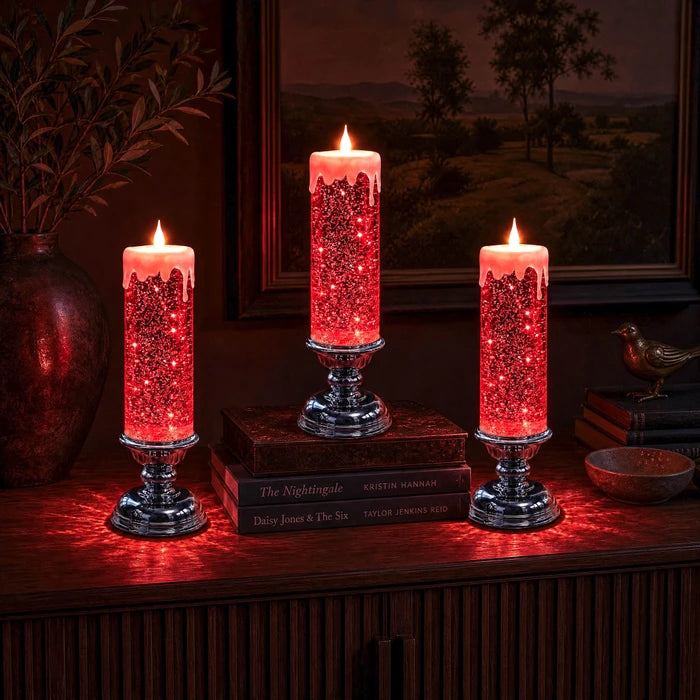 LED Glitter Candle – Flameless Candle with Swirling Glitter and a Warm Glow