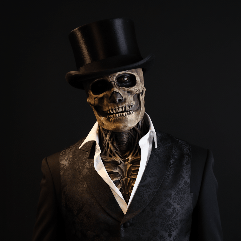 GRAVEFACE – Realistische skelettenmasker met hoed voor ultieme Halloween-kostuum 0