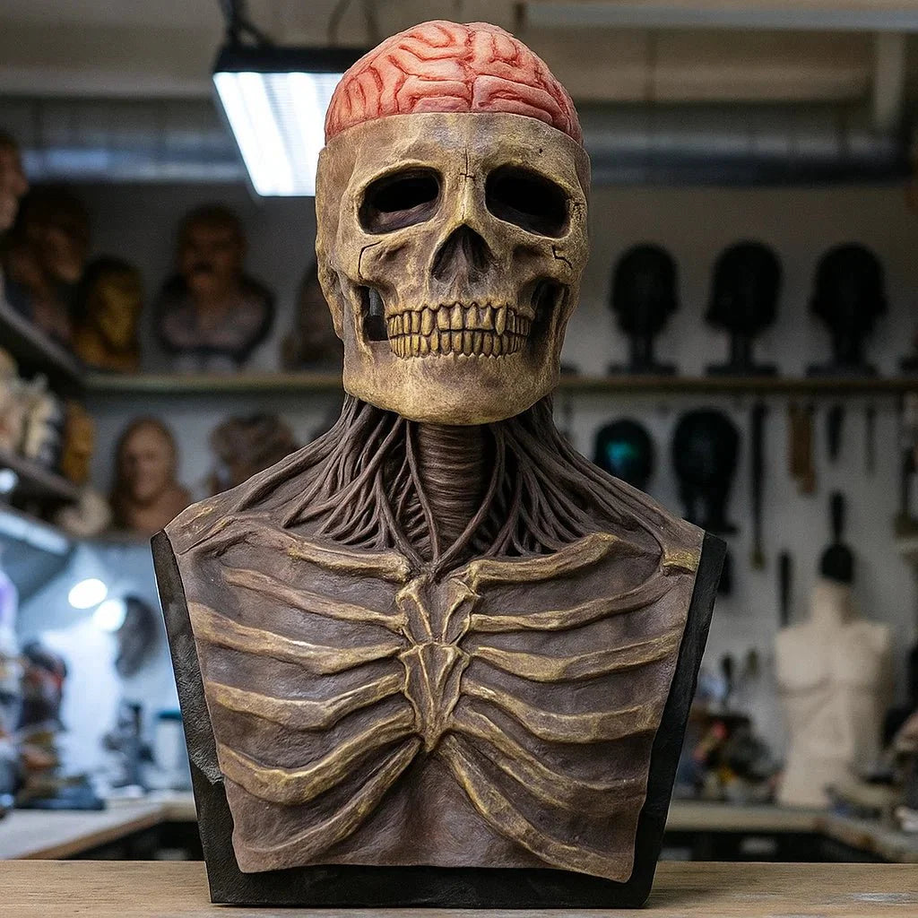 GRAVEFACE – Realistische skelettenmasker met hoed voor ultieme Halloween-kostuum 4