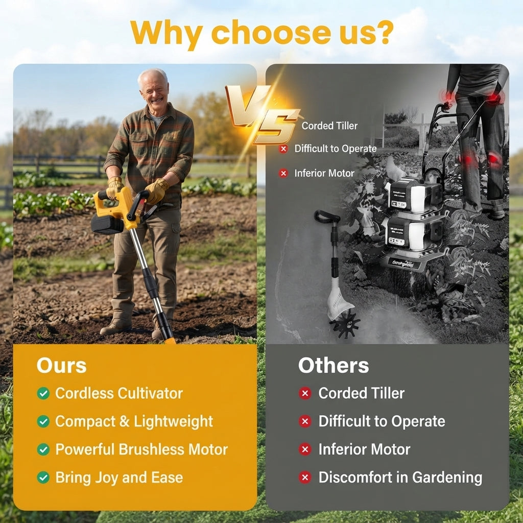 Motobineuse électrique sans fil – Cultivateur léger pour ameublir le sol et désherber