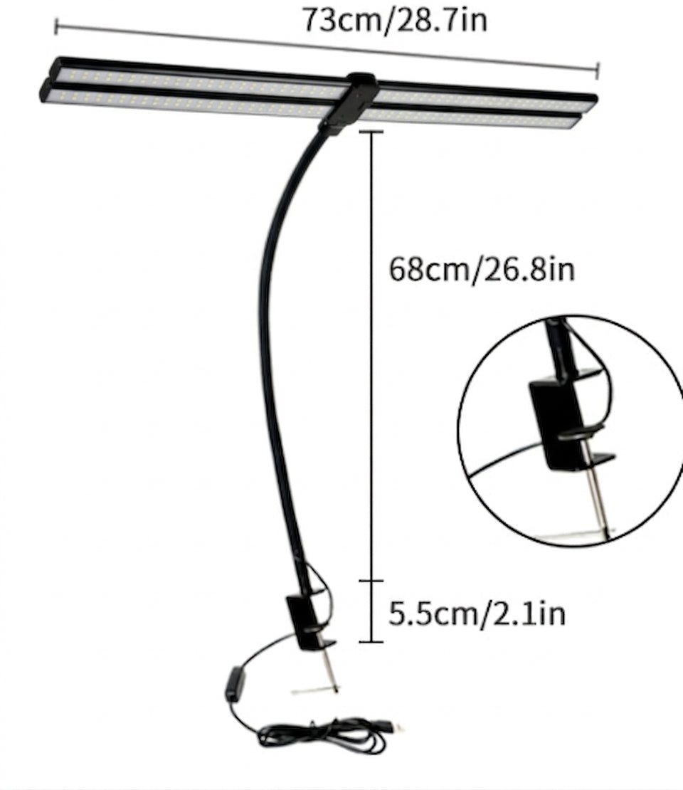 Dimmable Desk Lamp – 24 W LED, 1200 Lumens with a Clamp Mount