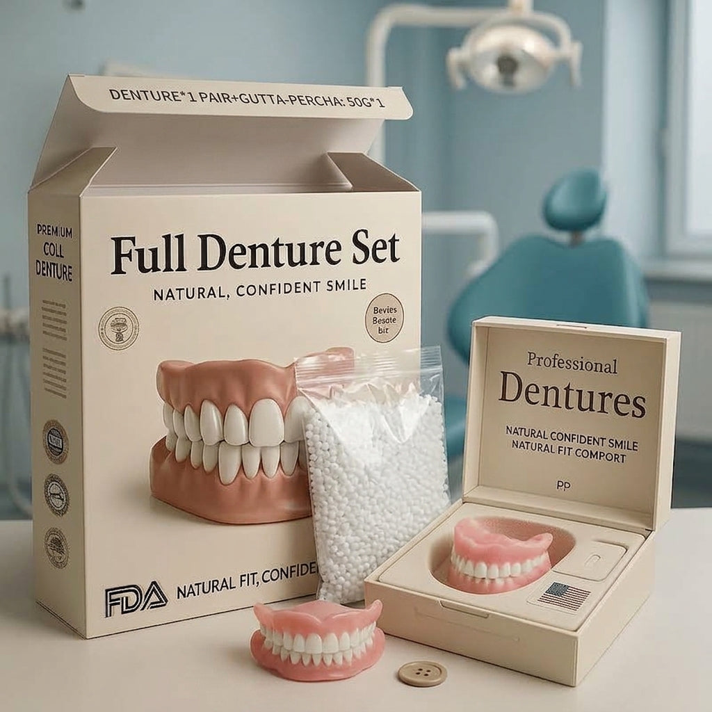 Cosmetic Denture Set – Upper and Lower Removable Teeth Covers with Custom Fit