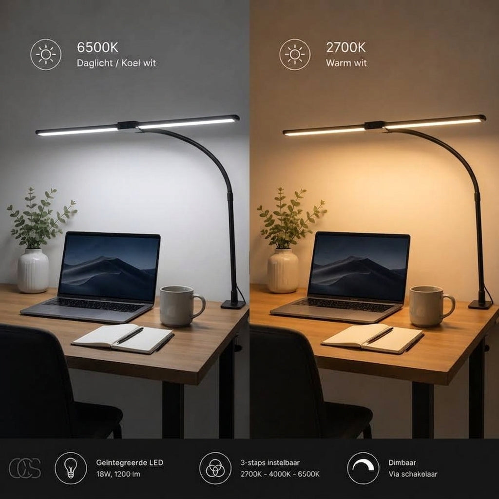 Dimmable Desk Lamp – 24 W LED, 1200 Lumens with a Clamp Mount