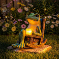Glowing Frog Garden Statue – Frog Figure Holding an Illuminated Cup
