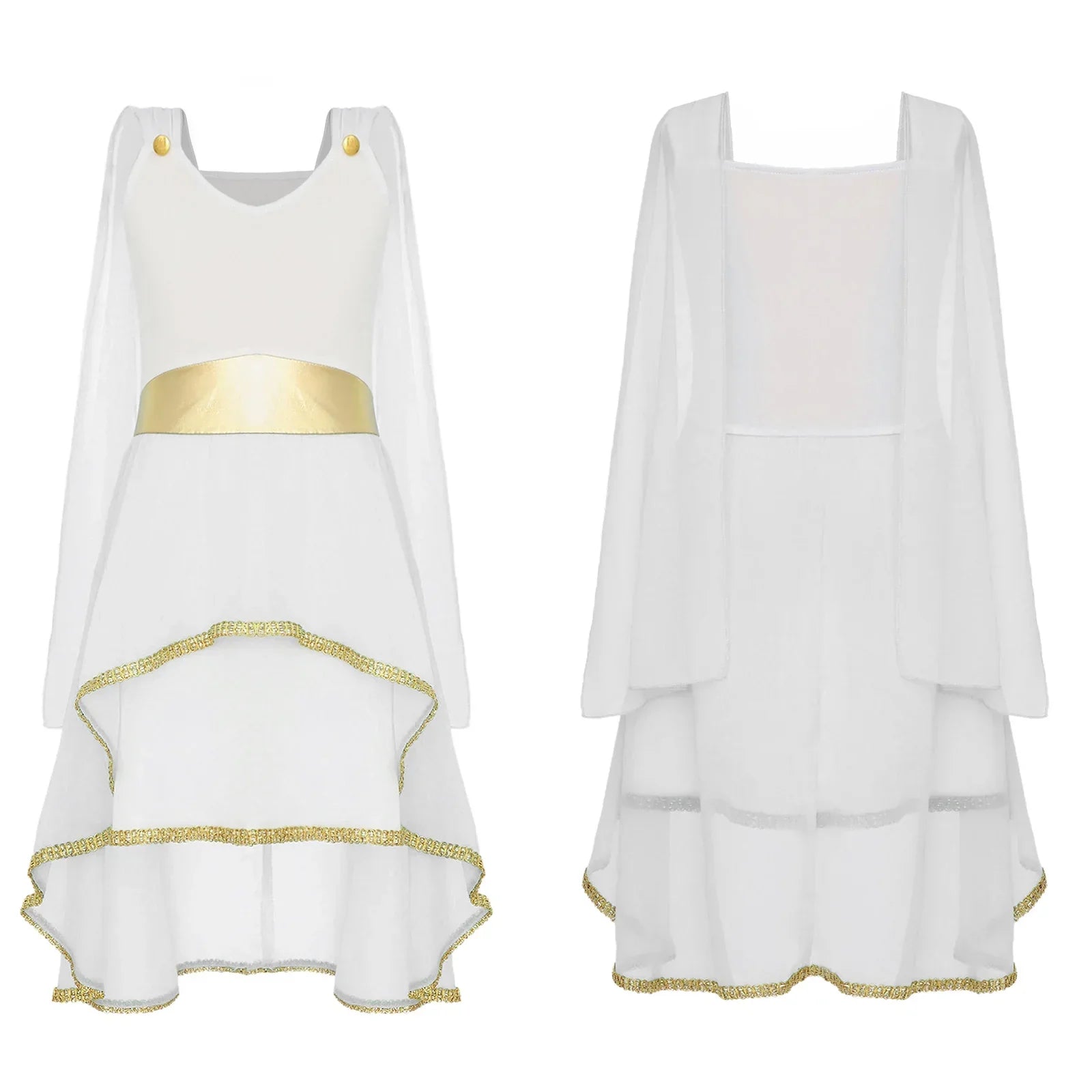 Grieks-Romeins Athena Godin Kostuum voor Meisjes met Gouden Accenten en Toga 3
