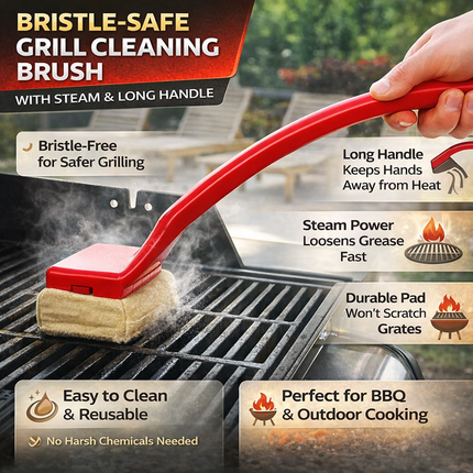 Grill Cleaning Brush Steam Scrub Tool Long Handle Design 2
