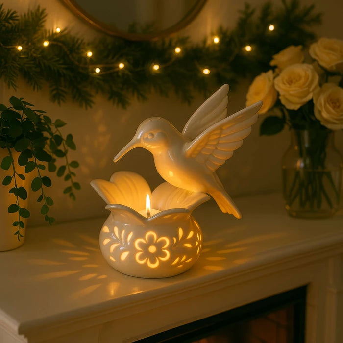 Hummingbird Tea Light Holder – Flower Candle Stand That Casts Patterned Shadows