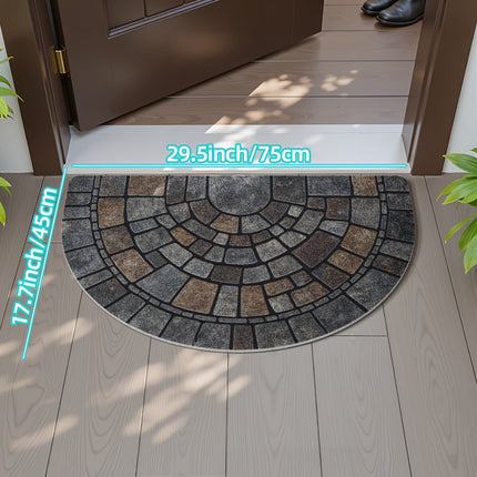 Half-Circle Mosaic Door Mat | Indoor & Outdoor Use 0